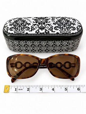 Brighton Central Park Sunglasses Tortoise Brown with Chain Link Temples & Case